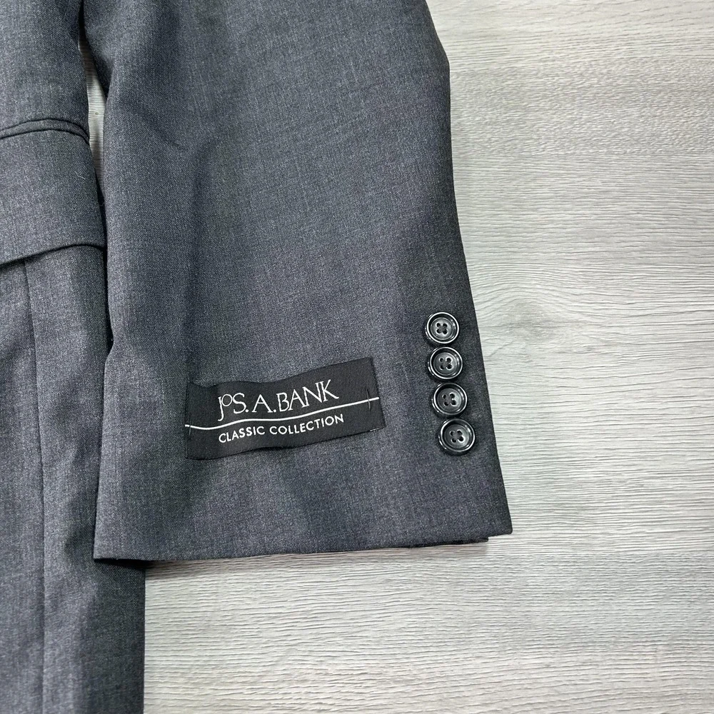 Jos. A. Bank Blazer Mens 42L Gray Classic Collection Wool 2‎ Button Sport Coat